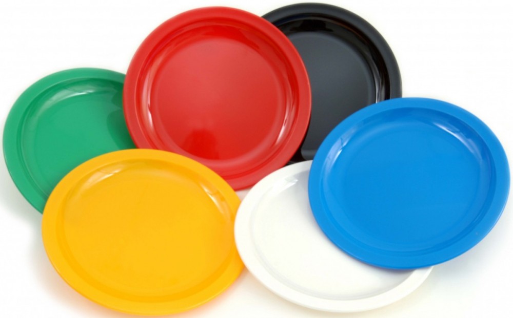 Pack of 4 Harfield 17cm Polycarbonate Narrow Rimmed Plate Black