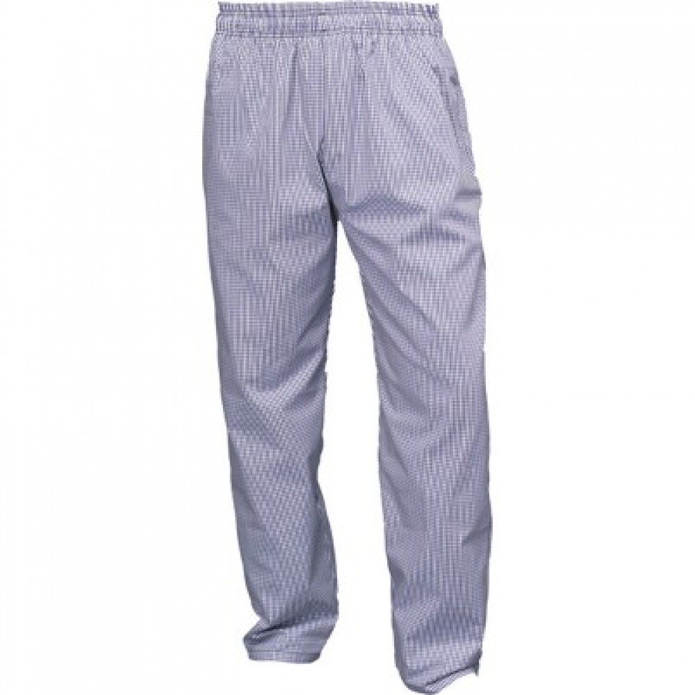 Blue & White Small Check Baggy Trousers